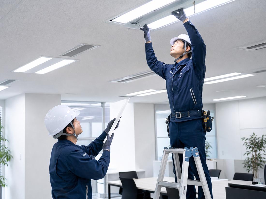 オフィス天井のLED照明更新工事